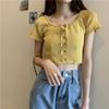 Square Collar Knitted Short-sleeved T-shirt for Women In Summer Niche Design Short Hot Girl Outfit Top