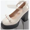 White French Retro Thick Heel High Heels Women's 2025 New Summer with Skirt Bow Mary Jane Single Shoes