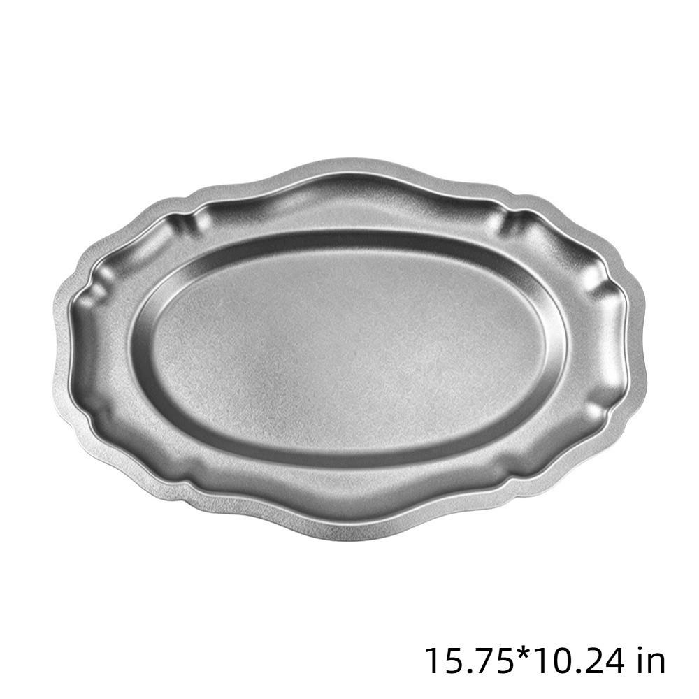 Retro Style Stainless Steel Cake Tray Silver Color Jewelry Storage Organizer  Jewelry Display