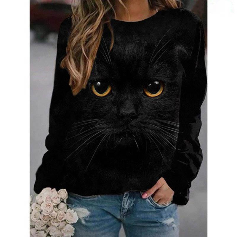 

Толстовки с изображением животных Kawaii Cute Cat Floral 3D Print Толстовки женские толстовки Y2k Streetwear Свободные пуловеры Топы Женская одежда S