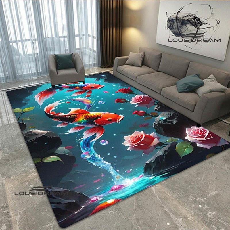 3D fish Cute printed carpet Non -slip carpet Yoga mat door mat photography props kitchen mat area rug birthday gift