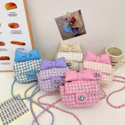 School BagsNew Children's Bag Xiaoxiangfeng Woolen Baby Bow Chain Messenger Bag Fashionable Foreign Little Girl Change Bag