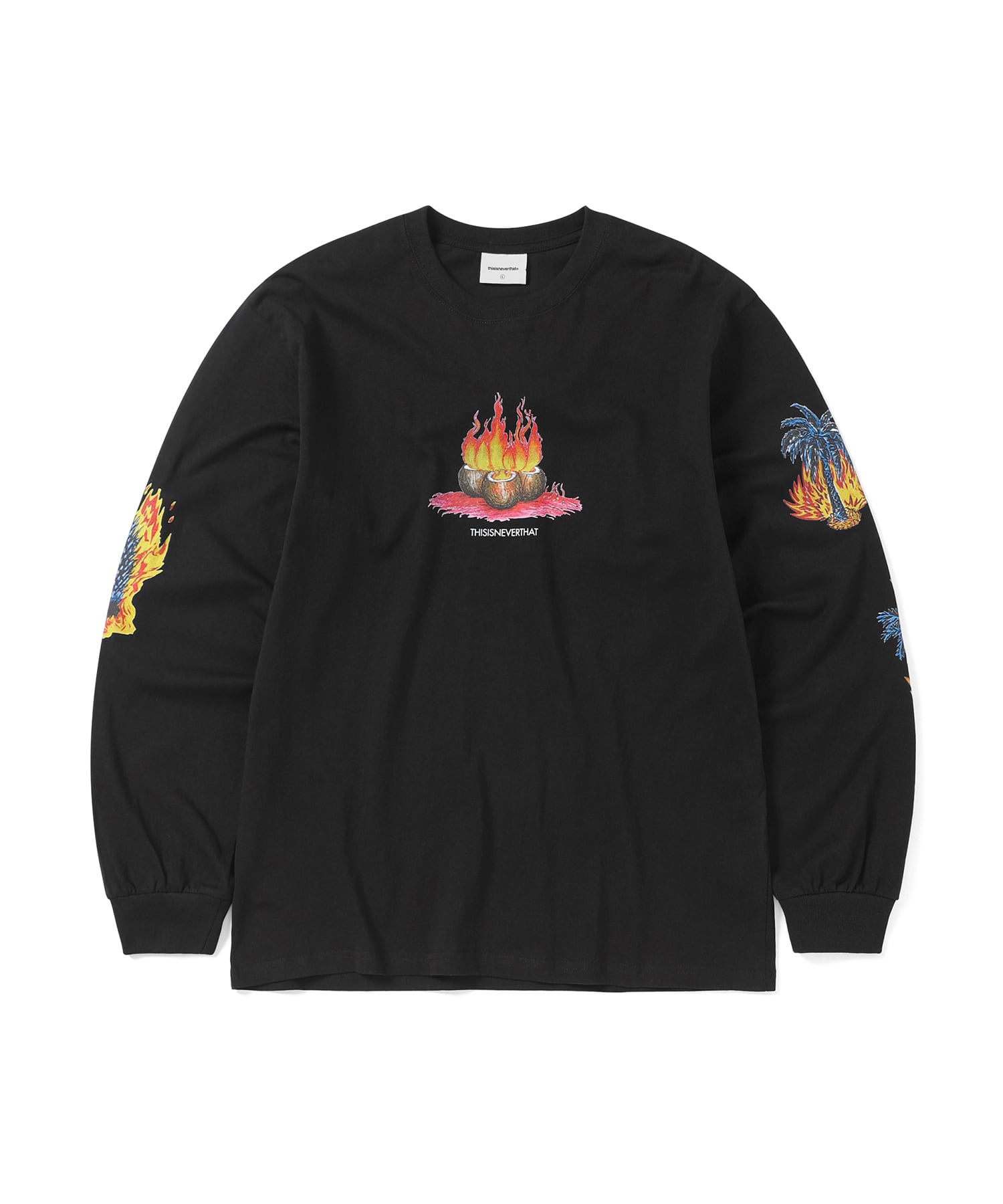 This Is Never That Burning Palm Tree L/S Tee Off Black M