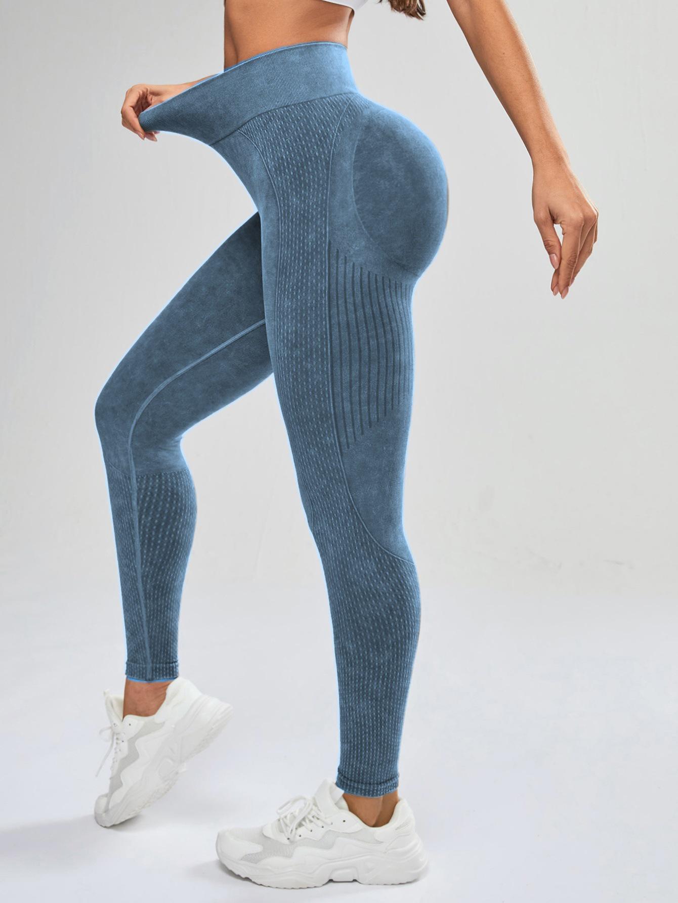 

Бесшовные брюки для йоги с высокой талией, с эффектом песочной стирки и лифтинга ягодиц - Женские матовые тайтсы для бега Large