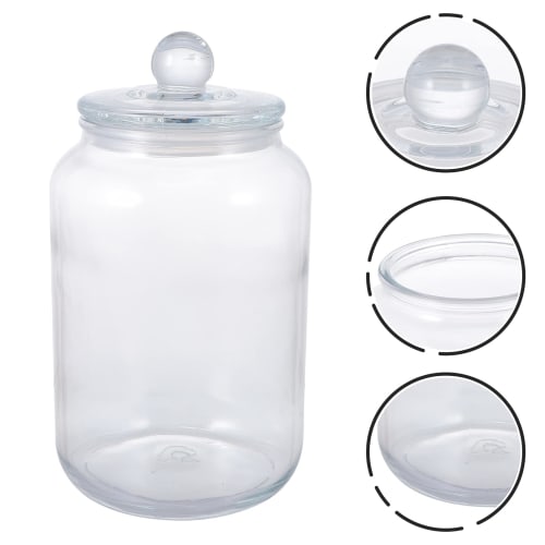 LEDMOMO 3L Glass Canister with Mason Jar Lid Kitchen Canister Food Storage Container Cylinder Bottle for Canned Grain Sugar Tea Coffee Transparent