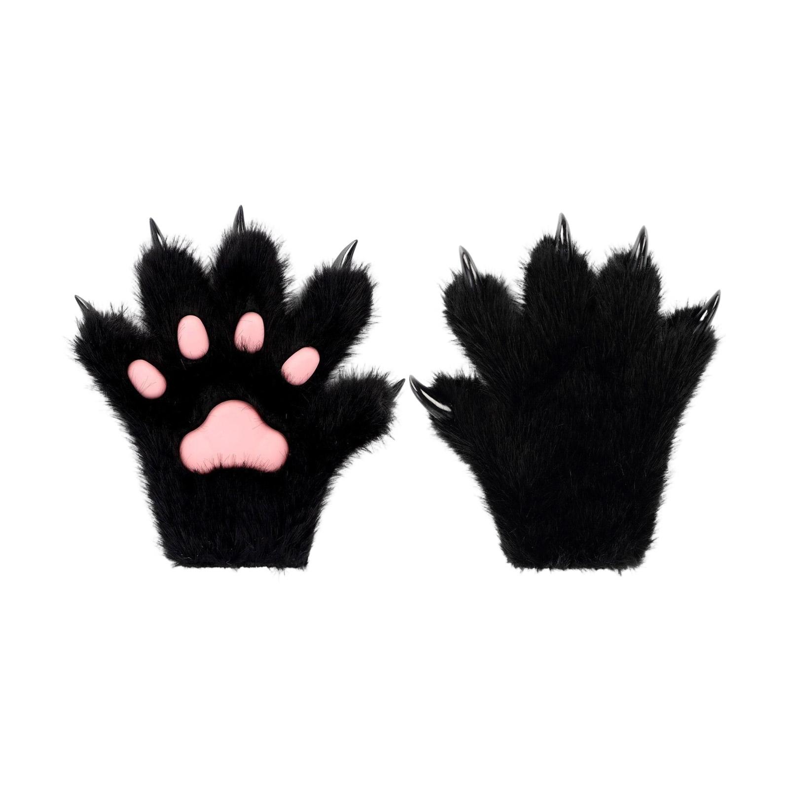 

Realistic Animal Claw Gloves Warm Polyester Cosplay Handwear For Cold Weather Conventions And Themed Parties S чорний