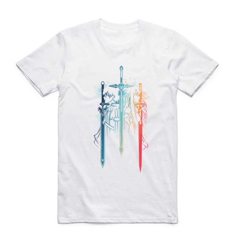 2019Fashion Men Sword Art Online Anime T-shirt O-Neck Short Sleeve Summer Asuna Kirito Kirigaya Kazuto SAO Top Tee Funny T Shirt
