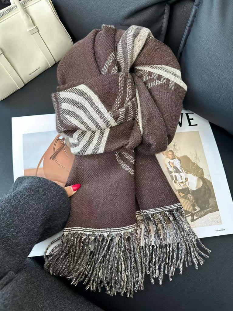 New autumn and winter gray double-sided lock scarf shawl women's high-end light luxury outer with warm scarf scarf