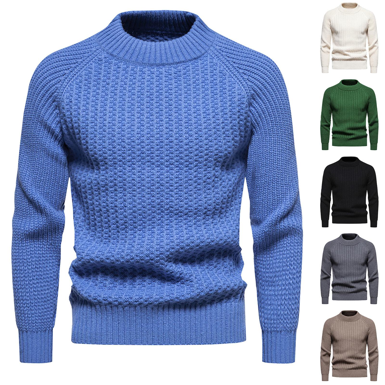 

Осенне-зимний новый мужской модный тренд, повседневный трикотаж, утепленный свитер, пуловер, однотонный свитер