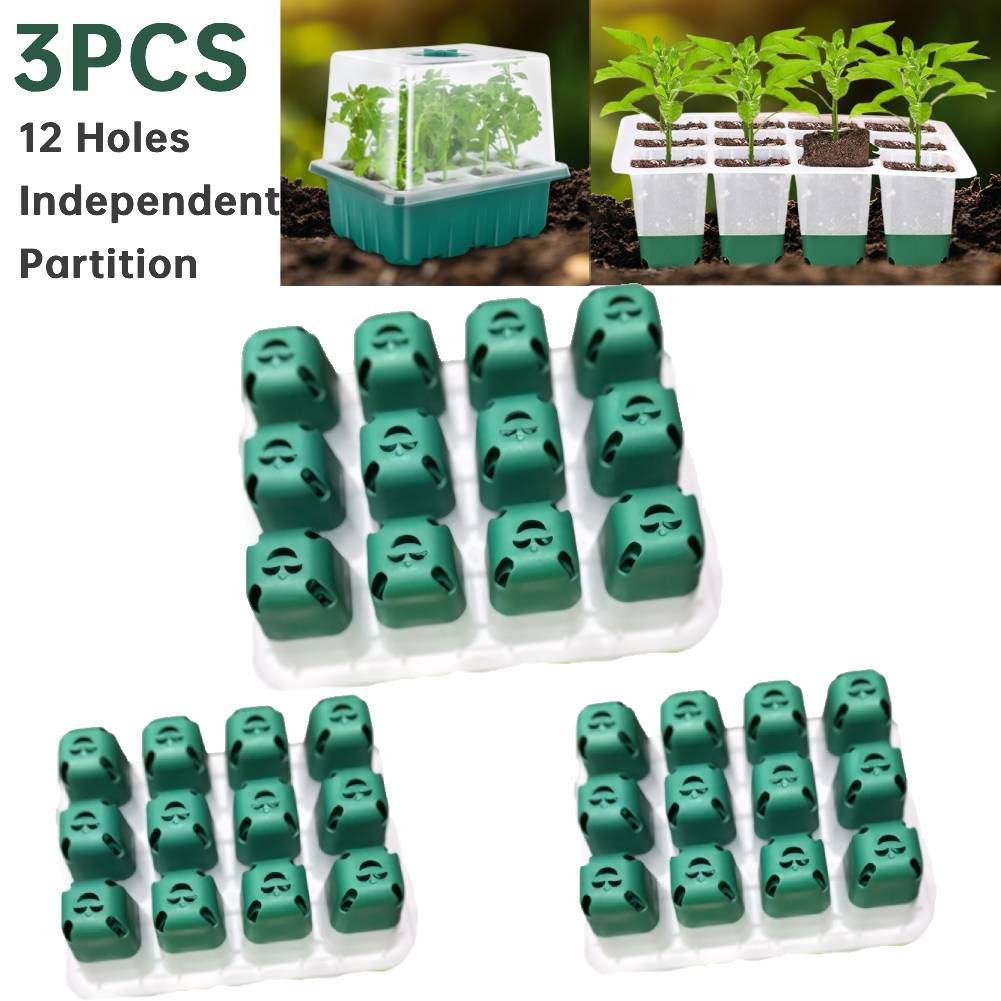 12 Holes Nursery Seedling Dish Seedling Starter Trays Garden Nursery Pot Greenhouse Seeding Germination Kit Home Garden Supplies