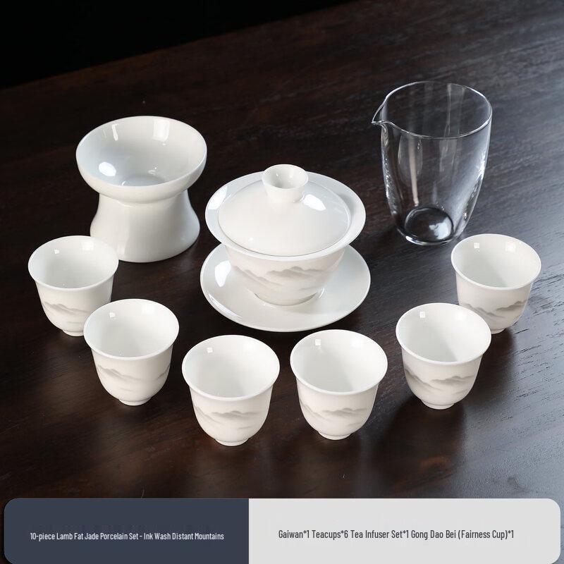 

Yuzhuxun Ink Wash White Porcelain Gaiwan Tea Set
