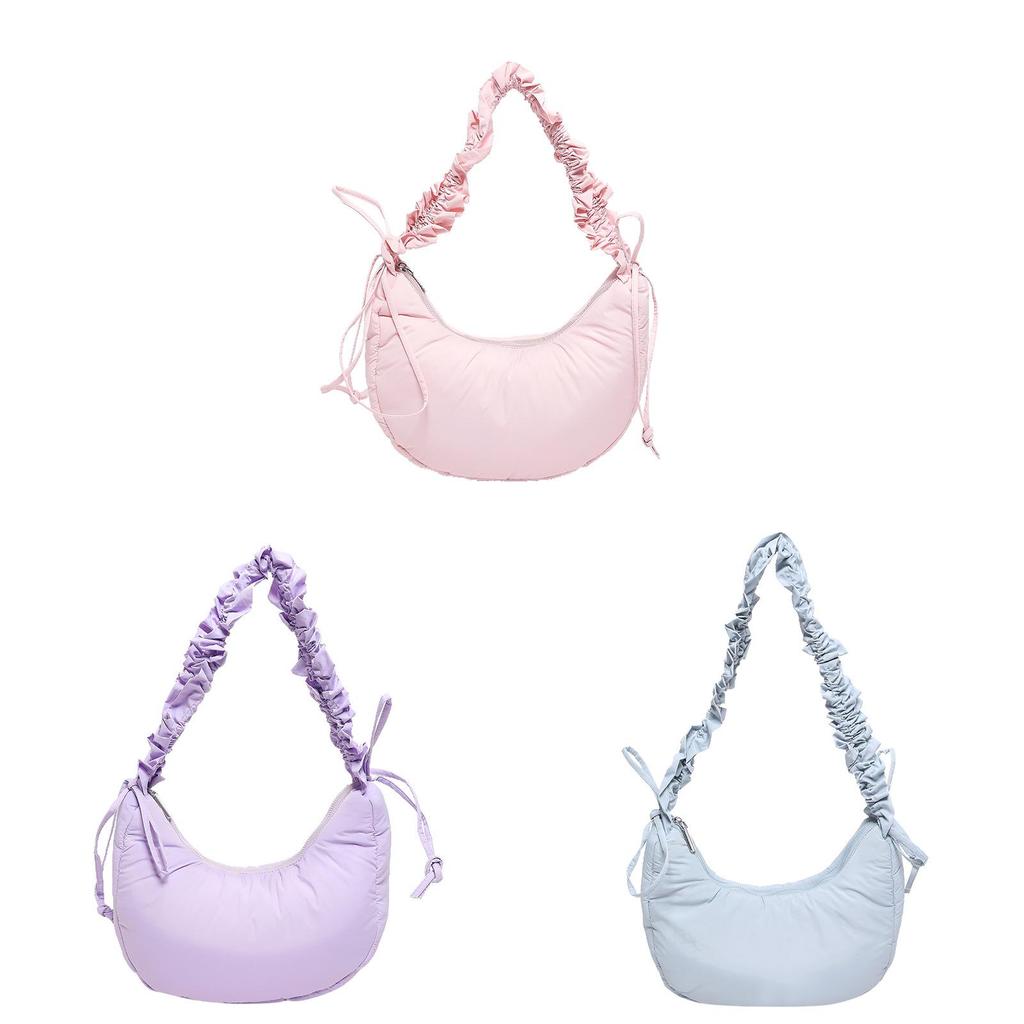 Borsa a Spalla in Nylon 'Cloud' con Design Pieghettato per Uso Quotidiano