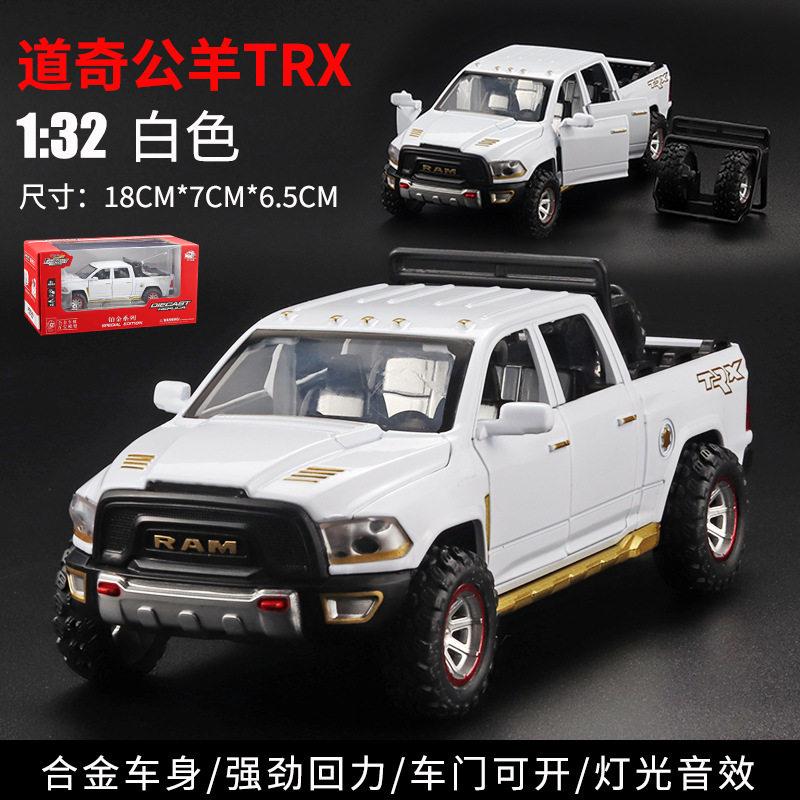 1:32 Dodge Ram TRX Terrängmodifierad Pickupbil Legering Metall Pressgjuten Modellbil Ljud Och Ljus Pull Back Leksak Samlarföremål Gåvor