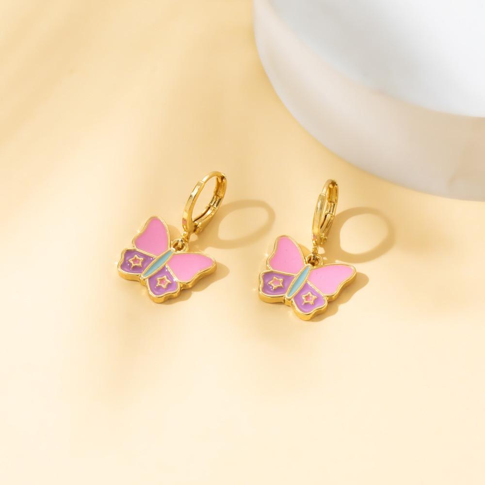 Trendy Alloy Rose Butterfly Cloud Earrings Fashionable Geometric Shapes For Street Style Photography