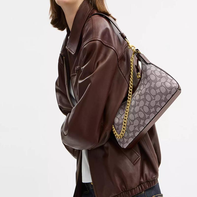 Coach Juliet 25 Signature Jacquard Design Cotton Shoulder Bag Medium Women Shoulder Bag Oak Maple CBS11-B4S0M