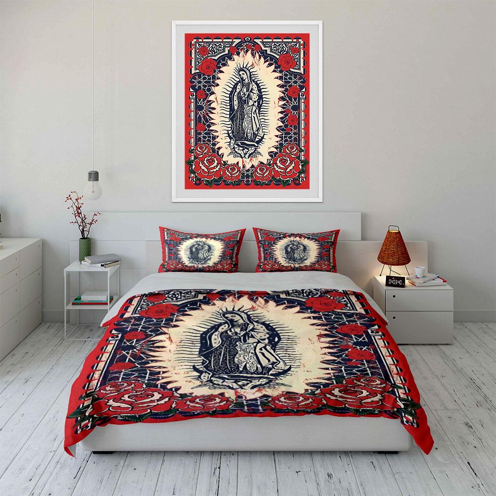 Religious Art Three-Piece Decor Multiple Sizes Kid'S And Adults' Bedroom Exquisite 3Pc Bedding Set, Gift