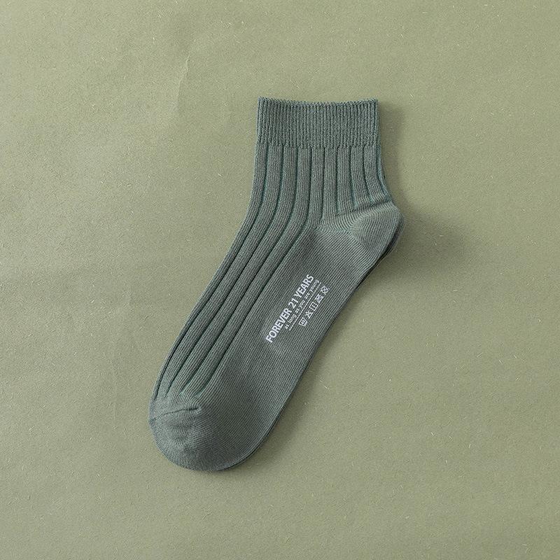 Men's Short Socks for Spring and Summer, Double-needle Short Tubes, Solid Color Combed Cotton Men's Socks, Thin Boat Socks