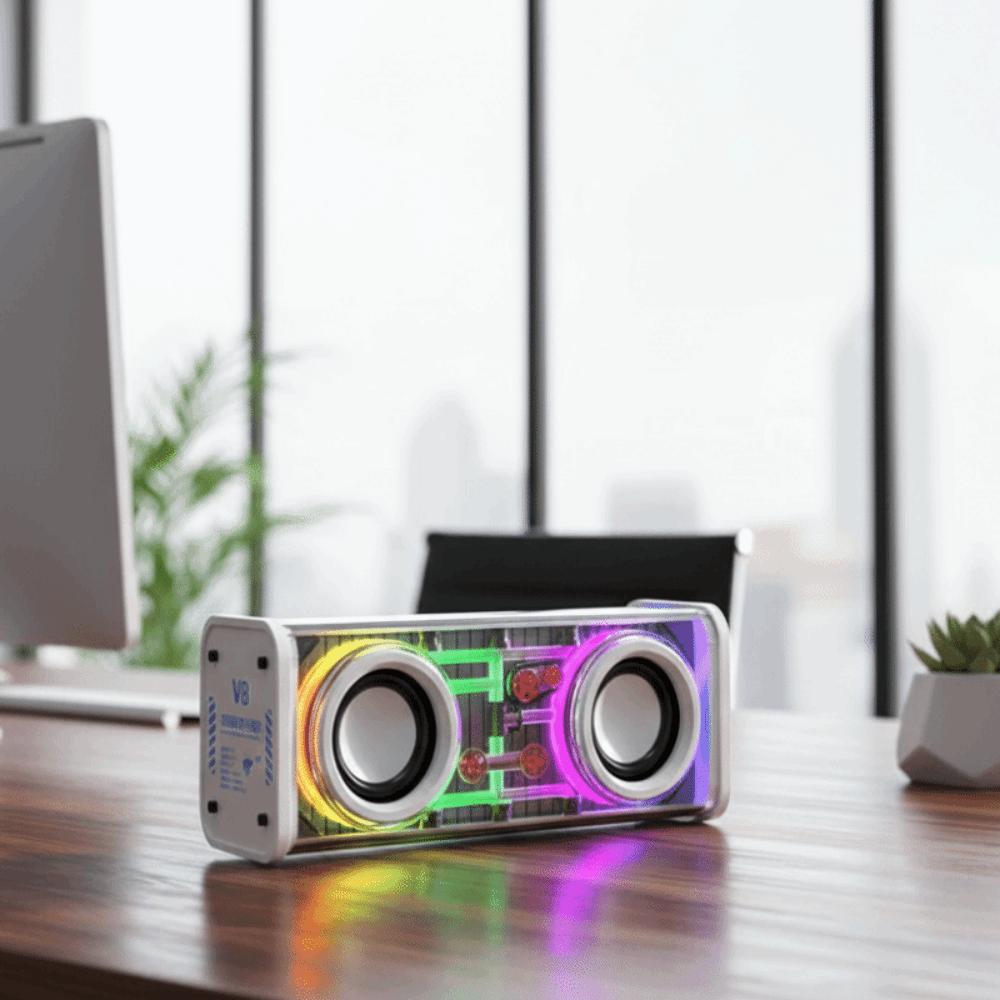 Double Bass Diaphragm V8 Transparent Mecha Speakers 1800mAh Battery Music Speakers for Home