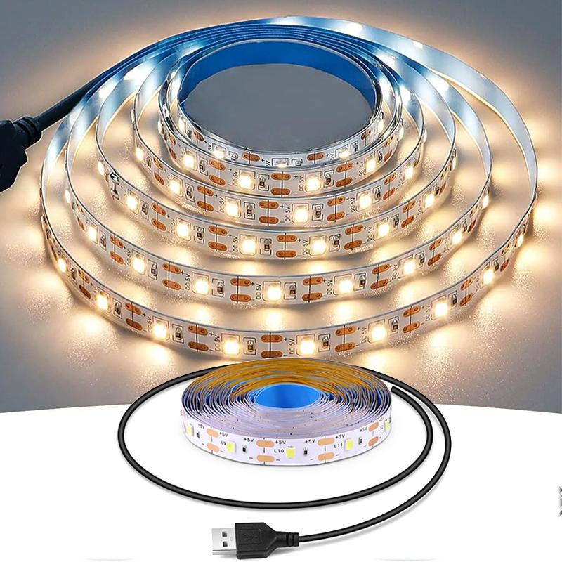 Warm White Led Strip Lights Usb White Led Tape Light 5V Flexible Led Lighting Strips Adhesive 2835 Led Lights Strip For Room