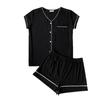 European and American Loungewear Set Summer Cardigan Three-quarter Sleeve Shorts Two-piece Pajamas Women's Nightwear