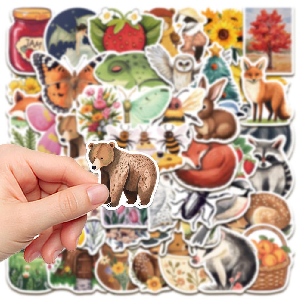 10/30/50pcs Retro Magic Forest Animals Plants Stickers Cute Cartoon Graffiti Decals Laptop Water Bottle Luggage Sticker Toy Gift