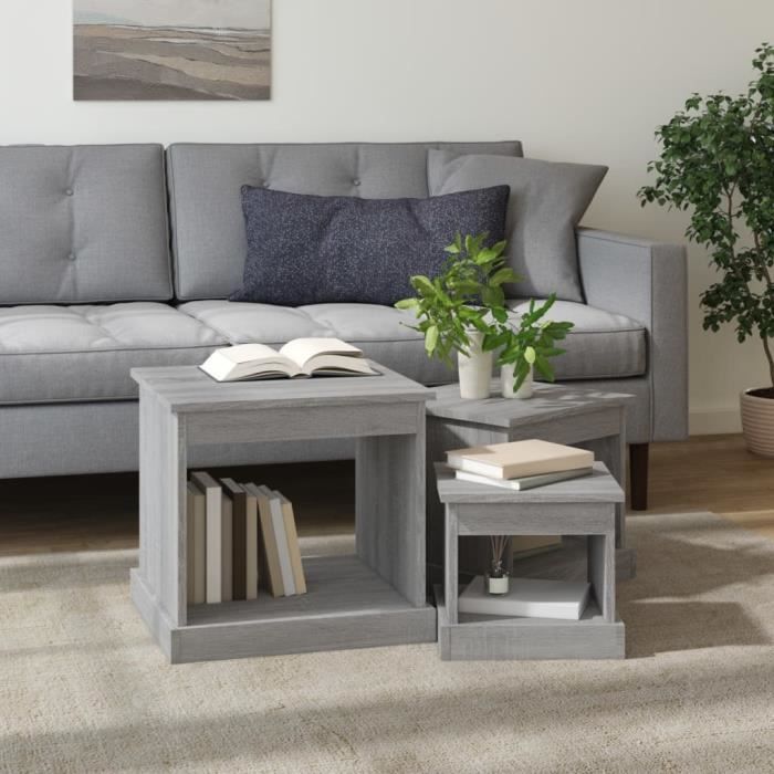 VidaXL Nesting Tables 3 Pcs Sonoma Grey Engineered Wood 816494