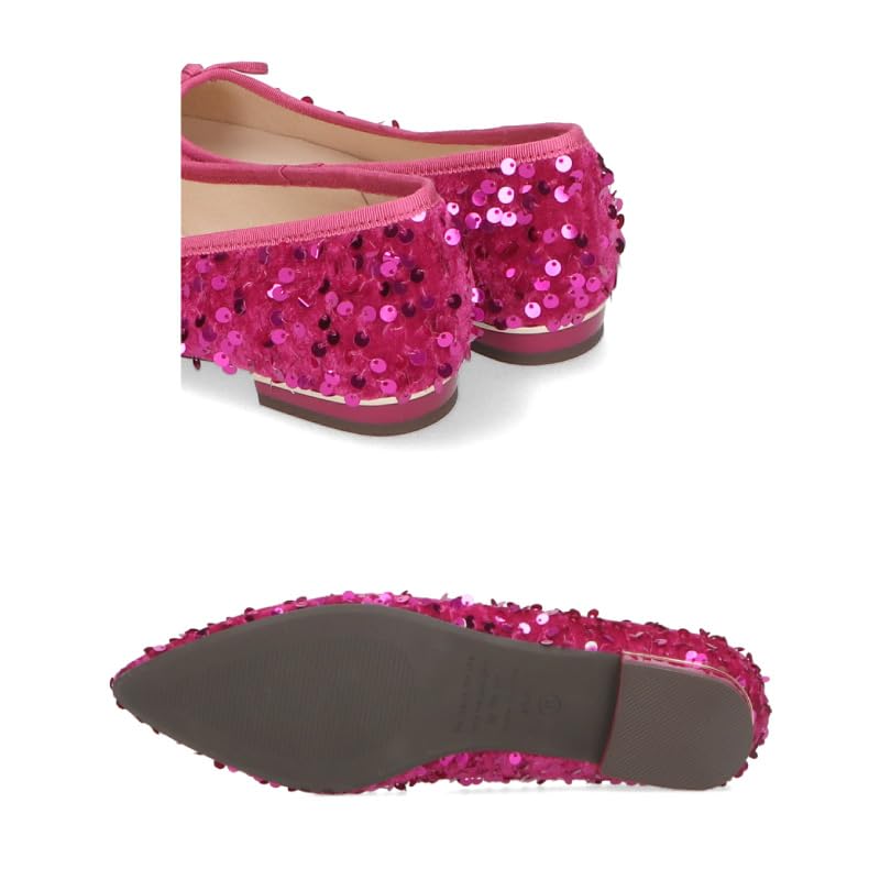 Ballet Pointed 41315 cm [Oriental Traffic] Pumps, Shoes, Flats, Toe, Sequins, Sparkling, Ribbon, Occasion, Gorgeous, Women's, GREY, 26.0