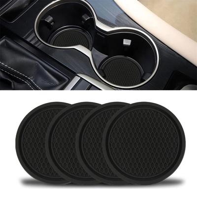 4pcs Car Coasters Black Car Accessories Insert Coaster