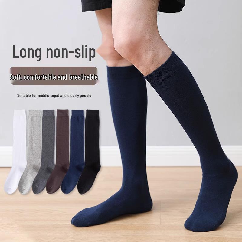 Men's Black & White Extra Long Graduation Performance Over-the-Knee Business Socks