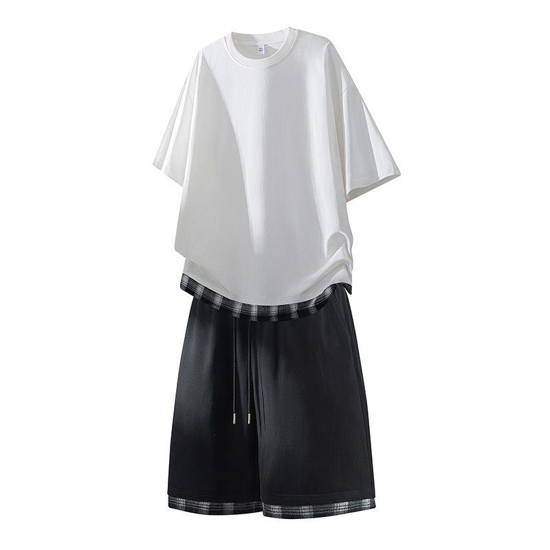 Men's High-End Trendy Color-Block Breathable Casual Two-Piece Set