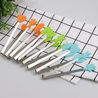 Innovative Small Palm Silicone Tongs Stainless Steel Ice Tongs Mini Food Grade Silicone Food Tongs Orange Gloves