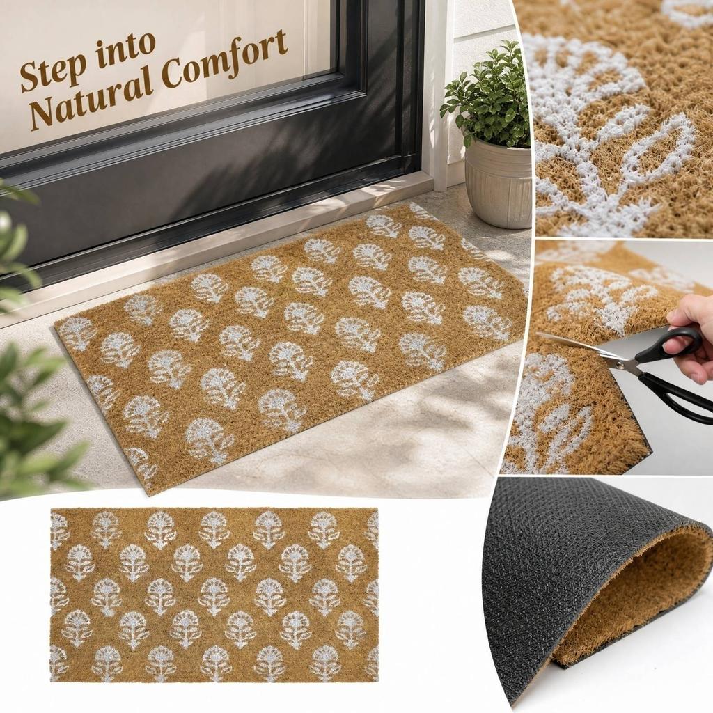 Outdoor Door 16 Inch Faux Coir Doormat Thickened - - Cut to Size for Entryway Patio