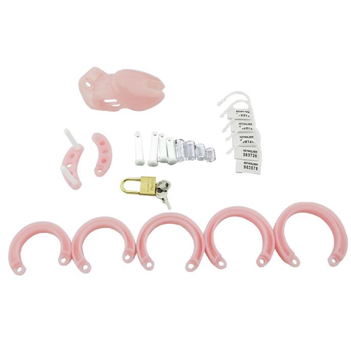 Plastic Urethra Chastity Lock with 5 Snap Ring Penis Bondage Adult Men's Chastity Cage Cock Restriction BDSM Abstainer Sextoys