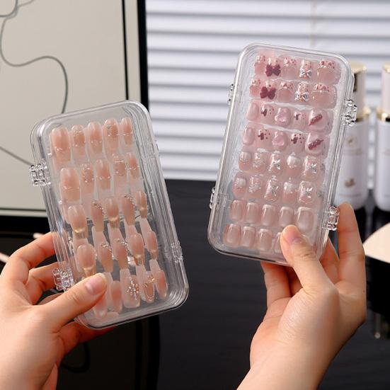 Clear Press on Nail Storage Box Folding Nail Art Storage Box Large Capacity Plastic Display Case for Press-On Nails & Tips