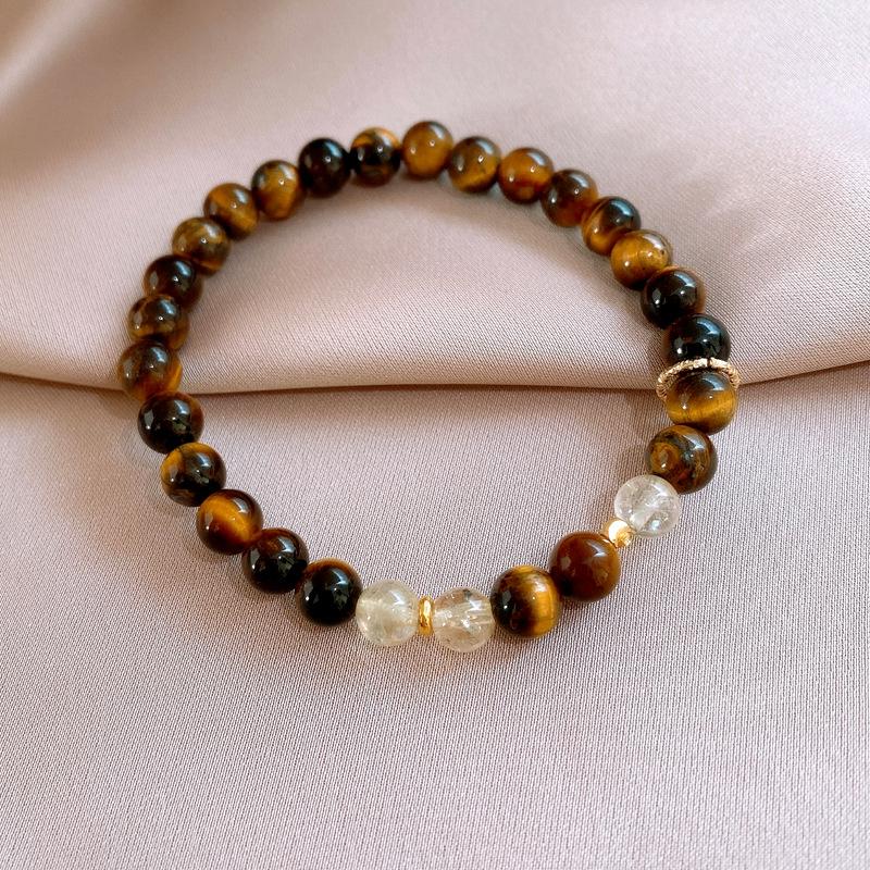 Браслет из натурального камня тигровый глаз, кристальный браслет ручной работы из бусин, новые универсальные украшения для женщин