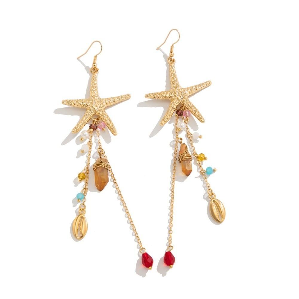Elegant Conch Fashion Jewelry Long Tassel Sea Series Necklace Starfish Shell Earrings  Daily Wear