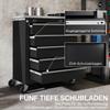 Tool Cabinet with 5 Drawers, Rolling Tool Chest, Tool Cart Made of Steel, Silver Tone+Black