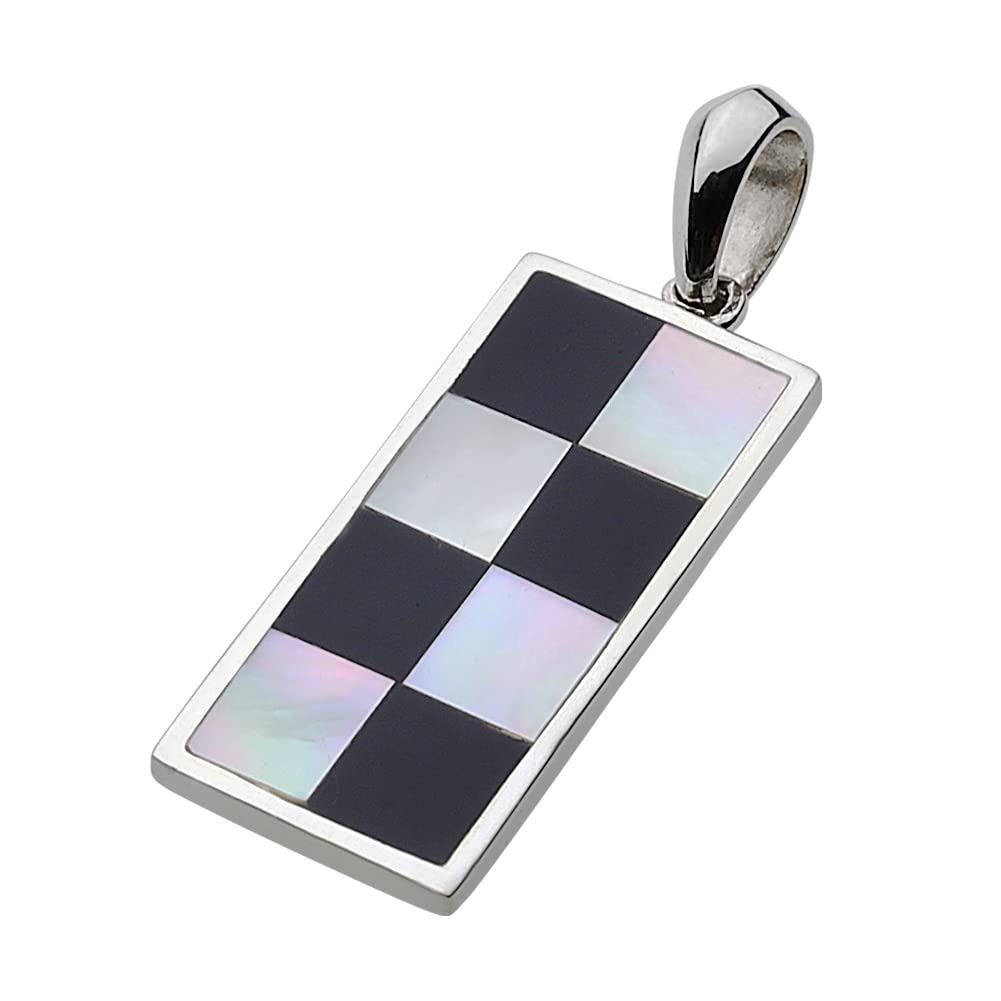 

Checkered Flag Plate Pendant Shell Onyx fp0259 [Figmart] [Silver Accessory]