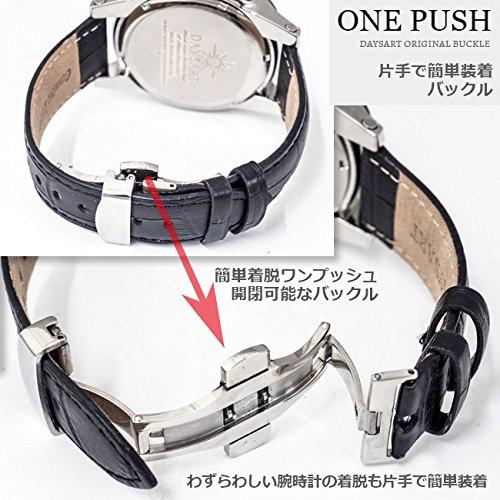 Days Art Original Chronograph Watch Genuine Leather Belt Buckle Clasp White Dial Large Battery Operated Quartz Men's