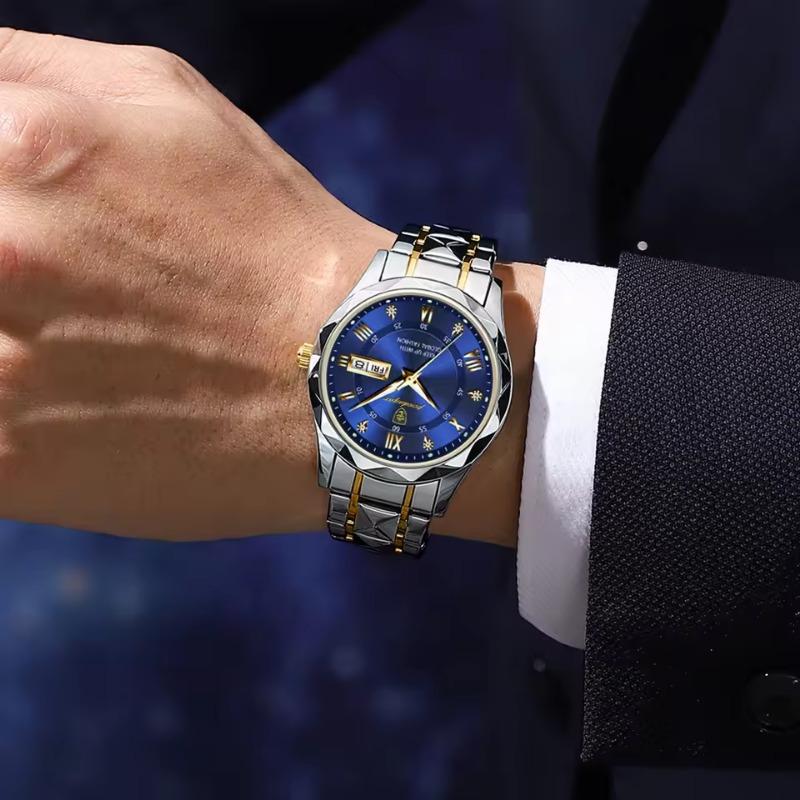 POEDAGAR Top Luxusmarke Herrenuhren Wasserdicht Leuchtend Kalender Wochentag Uhr für Mann Edelstahl Lässige Quarz Uhr