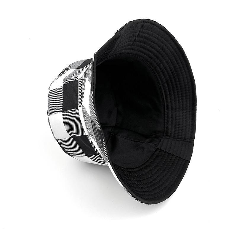 Spring and Summer New Double sided Large Plaid Fisherman Hat Versatile Bucket Sun Protection Hat Men and Women Sun Protection Basin Hat