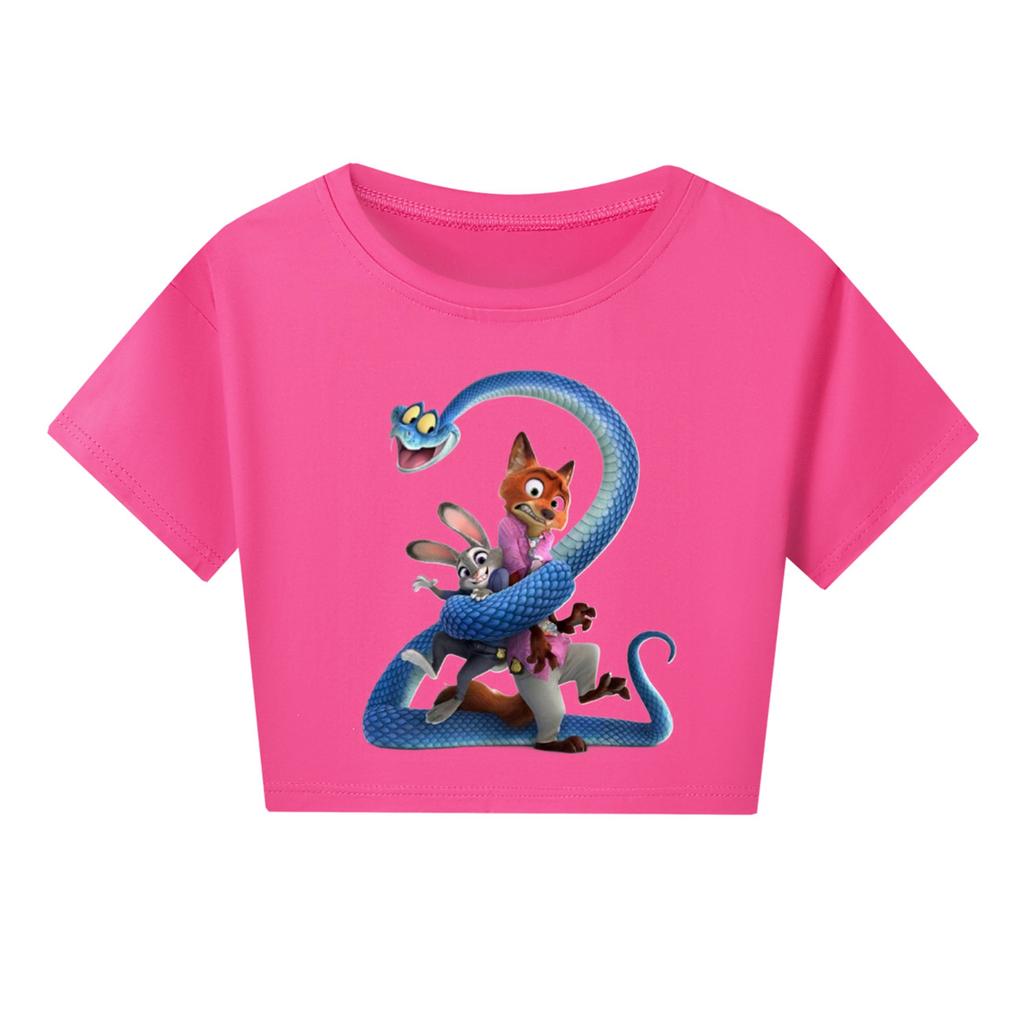 Fashionable Round Neck Short Sleeve Work Clothes Printed Tops For KID Summer Tops