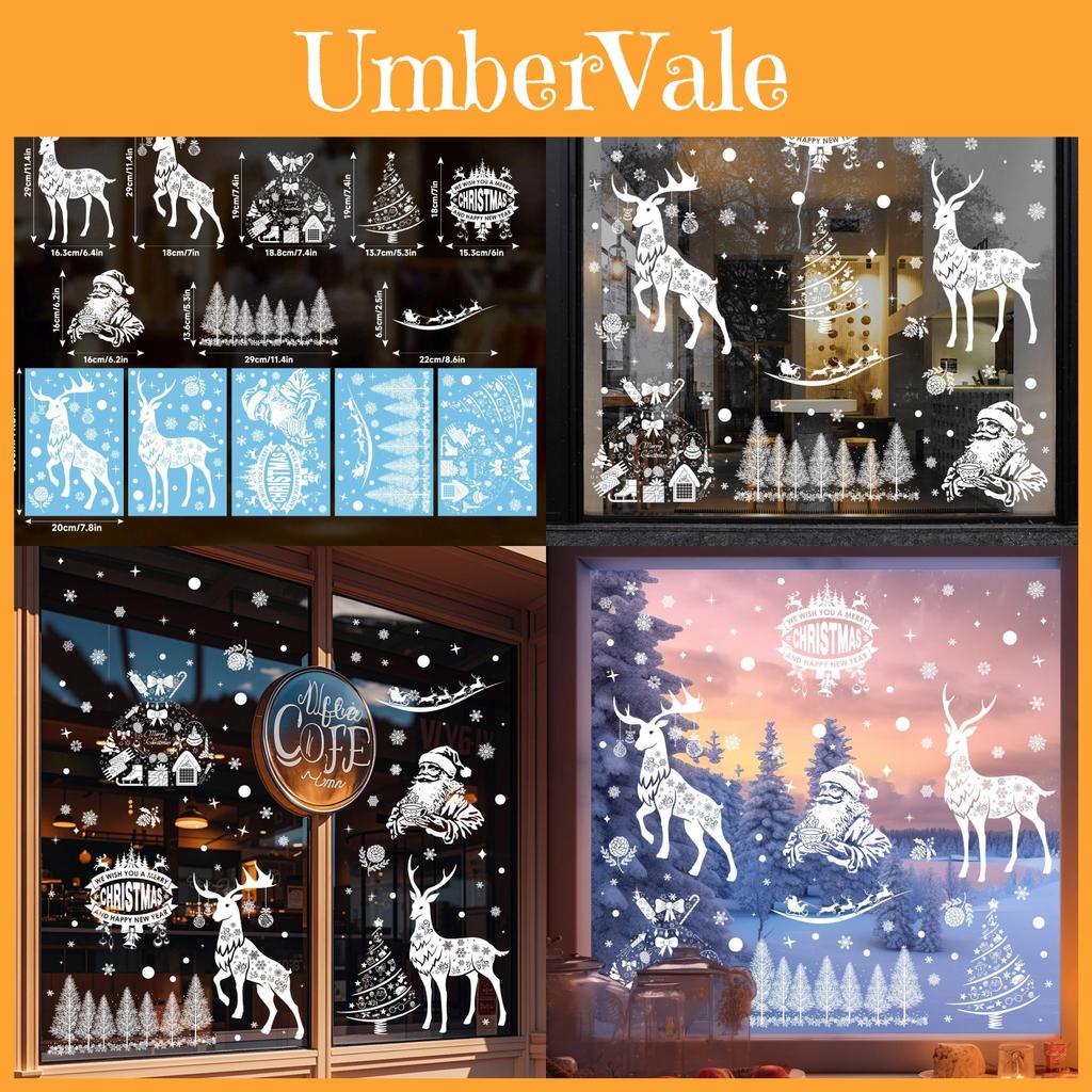 Christmas Window Clings Pvc Snowflakes And Reindeer Party Decorations Pack Of Five