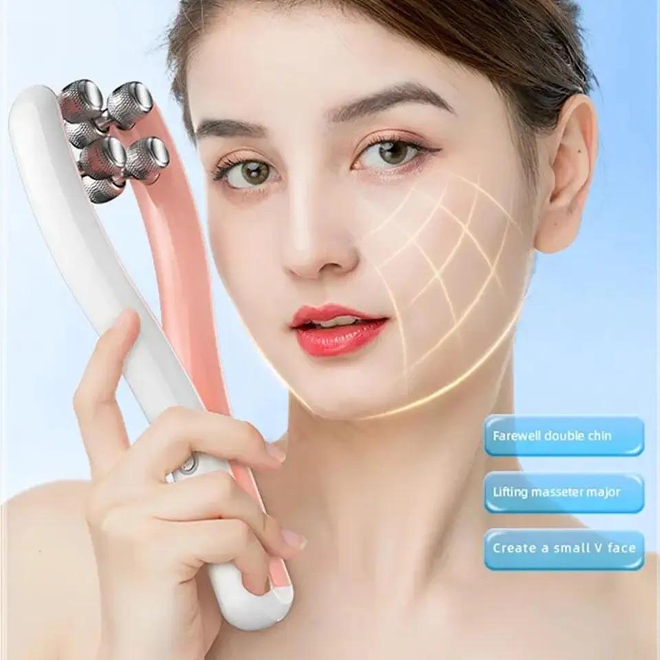 EMS Face Lifting Roller RF Double Chin V Face Shaped Facial Massager Jaw Cheek Thin Slimming Facial Lift Up Belt Skin Care Tool