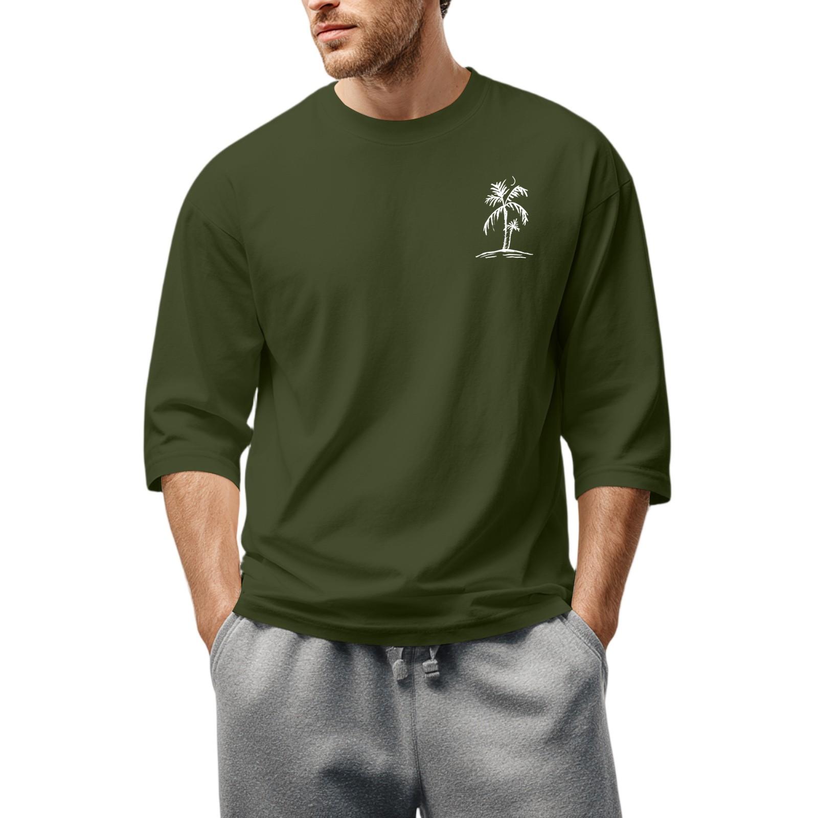 

Мужская повседневная модная футболка с круглым вырезом и рукавом три четверти XXL