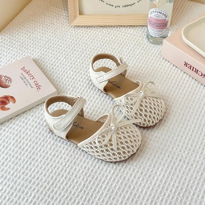 2025 Children Princess Sandals for Girls Summer New Fashion Korean Style Soft Bottom Anti-slippery Versatile Cut-outs Beach Shoe
