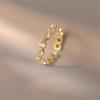 Cute Female White Round Stone Gold Color Wedding Rings Promise Open Adjustable Engagement  For Women