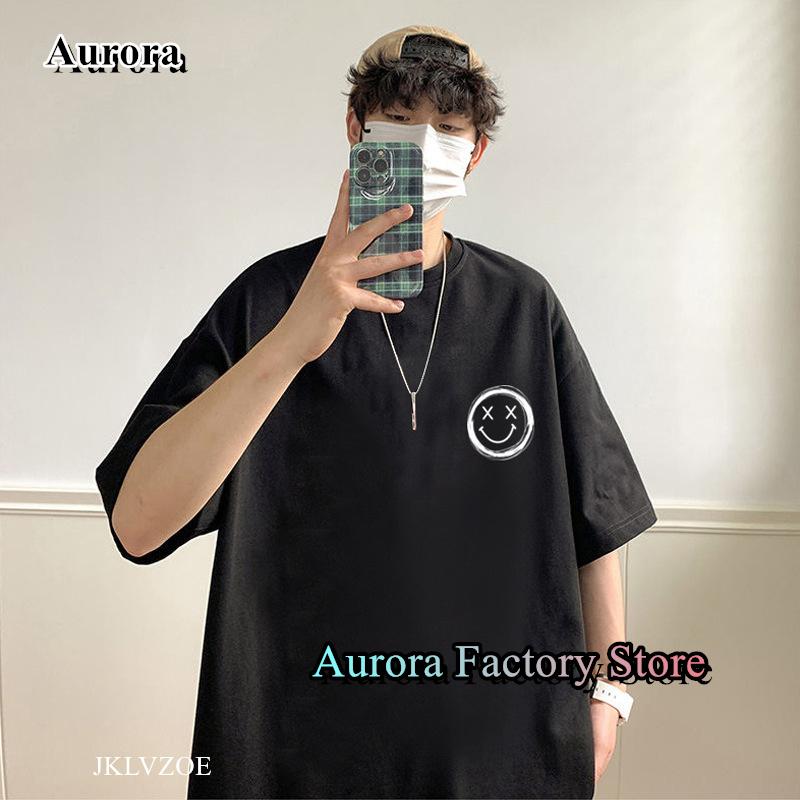 

New Summer Men Cotton T-Shirt Smile Face Printing Tops Tees Male Casual Clothing Fashion Short Sleeve Streetwear Y2K Tshirt M