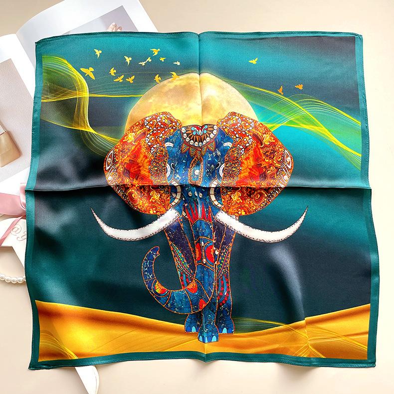 Hot-selling new product Guofeng series small square silk scarf three-dimensional silk satin oil painting retro printing mulberry silk, female