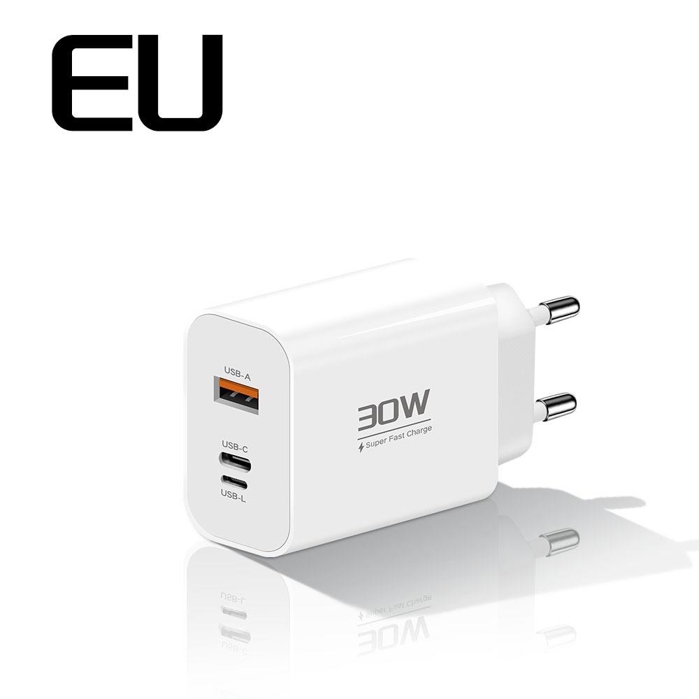 30W USB Type C Travel Charger For iPhone iPad Samsung Xiaomi Tablet Laptop Universal USB-C Fast Charging Chargers EU/US/UK Plug